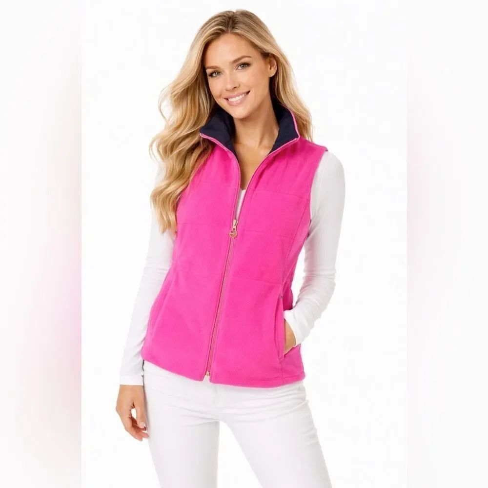 NWT Lilly Pulitzer Reversible Fleece Vest-Pink & Navy💗💙
